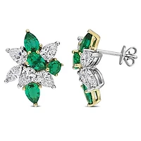 Julianna B 18K White Gold Lab-Grown Diamond & Created Emerald Cluster Earrings
