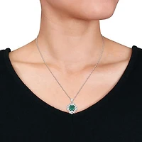 Julianna B 18K White & Yellow Gold Created Emerald & Lab-Grown Diamond Pendant