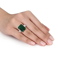 Julianna B 18K Two-Tone Gold Created Emerald & Lab-Grown Diamond Cocktail Ring