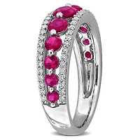 Julianna B 14K White Gold Created Ruby & Lab-Grown Diamond Graduated Ring