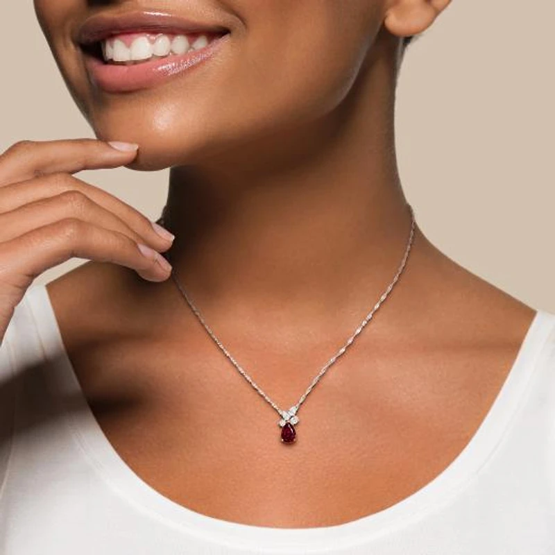 Julianna B 18K Two-Tone Gold Created Ruby & Lab-Grown Diamond 18" Pendant