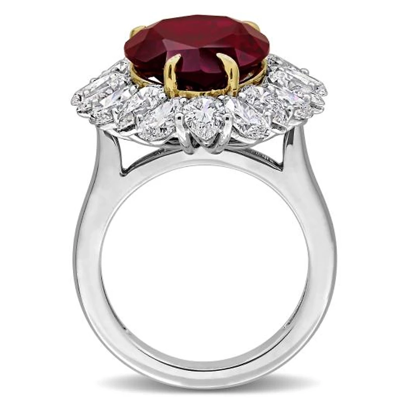 Julianna B 14K Two-Tone Gold Created Ruby & Lab-Grown Diamond Cocktail Ring