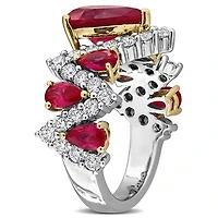 Julianna B Yellow Plated Sterling Silver Created Ruby & Lab-Grown Diamond Ring