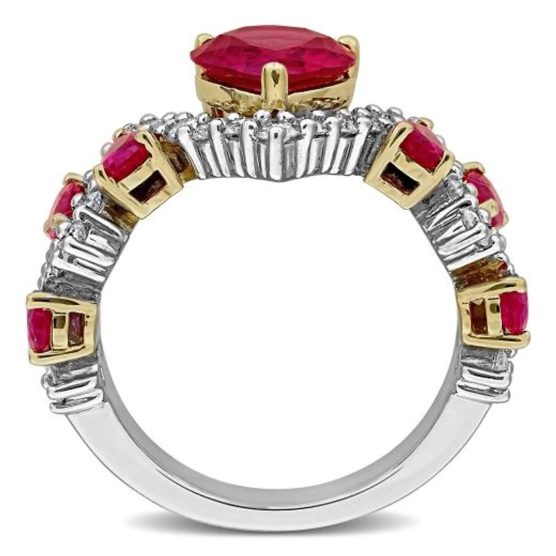 Julianna B Yellow Plated Sterling Silver Created Ruby & Lab-Grown Diamond Ring