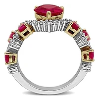 Julianna B Yellow Plated Sterling Silver Created Ruby & Lab-Grown Diamond Ring