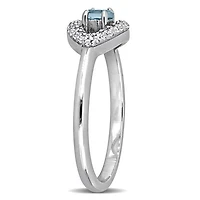 Julianna B Sterling Silver Blue Topaz and Created White Sapphire Eye Ring