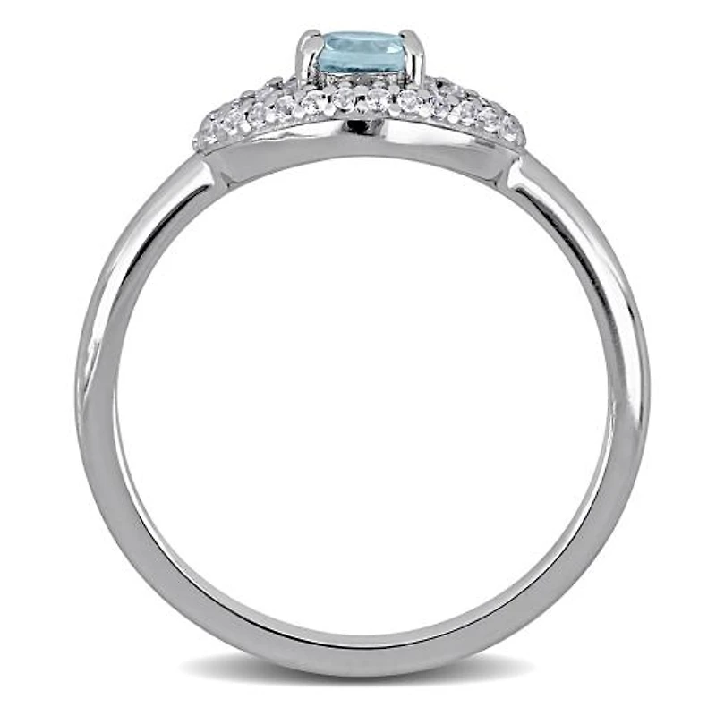 Julianna B Sterling Silver Blue Topaz and Created White Sapphire Eye Ring