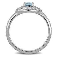 Julianna B Sterling Silver Blue Topaz and Created White Sapphire Eye Ring