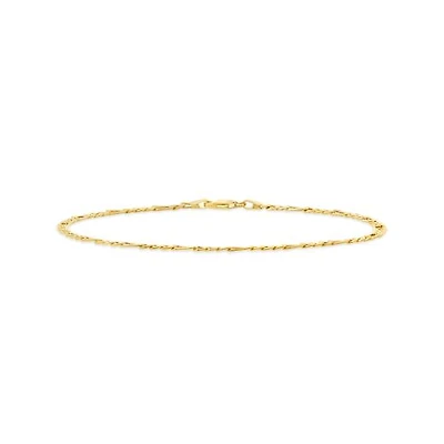10K Yellow Gold 10" 3.5mm Semi-Solid Figaro Anklet