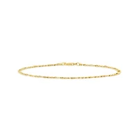 10K Yellow Gold 10" 3.5mm Semi-Solid Figaro Anklet