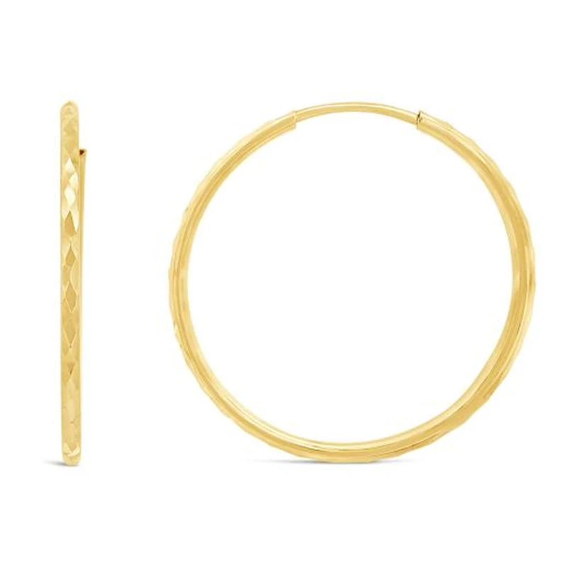 10K Yellow Gold Diamond Cut Hoop Earring