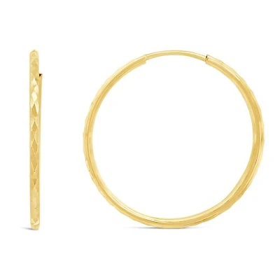 10K Yellow Gold Diamond Cut Hoop Earring