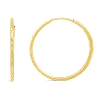 10K Yellow Gold Diamond Cut Hoop Earring