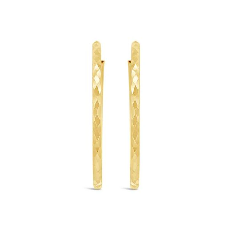 10K Yellow Gold Diamond Cut Hoop Earring