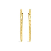 10K Yellow Gold Diamond Cut Hoop Earring