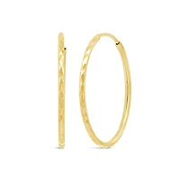 10K Yellow Gold Diamond Cut Hoop Earring