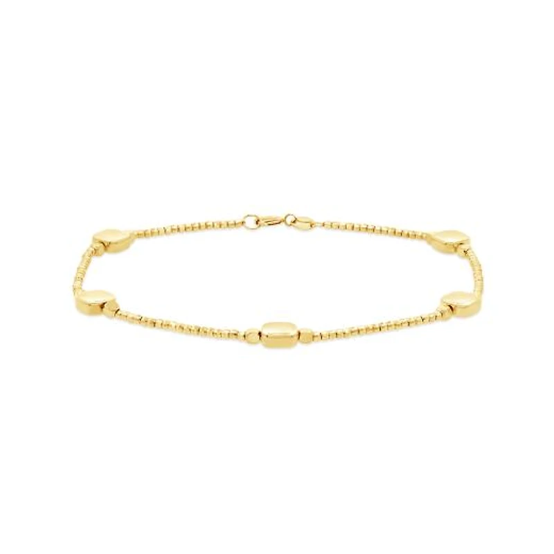 10K Yellow Gold 7.5" Square Bead Bracelet