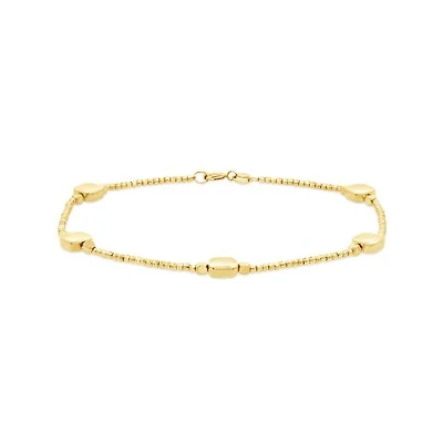 10K Yellow Gold 7.5" Square Bead Bracelet