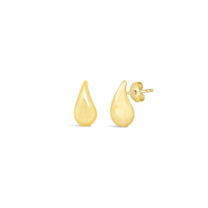 10K Yellow Gold Puffed Tear Drop Earring