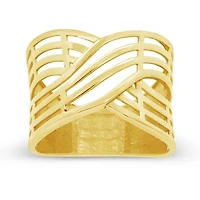 10K Yellow Gold Criss Cross Wave Ring