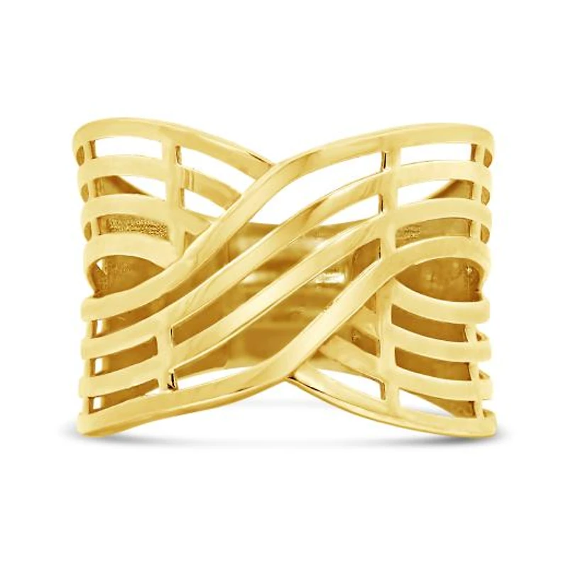 10K Yellow Gold Criss Cross Wave Ring