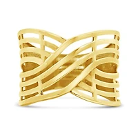 10K Yellow Gold Criss Cross Wave Ring