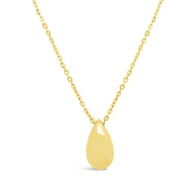 10K Yellow Gold 18" Puffed Tear Drop Pendant