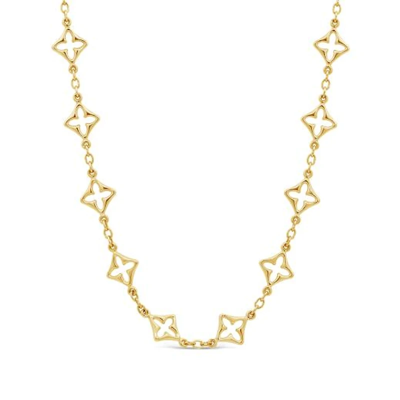 10K Yellow Gold 18" Clover Link Necklace