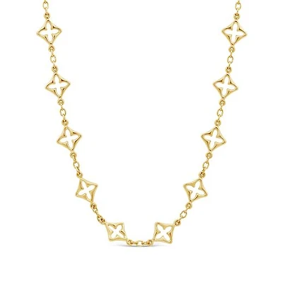 10K Yellow Gold 18" Clover Link Necklace