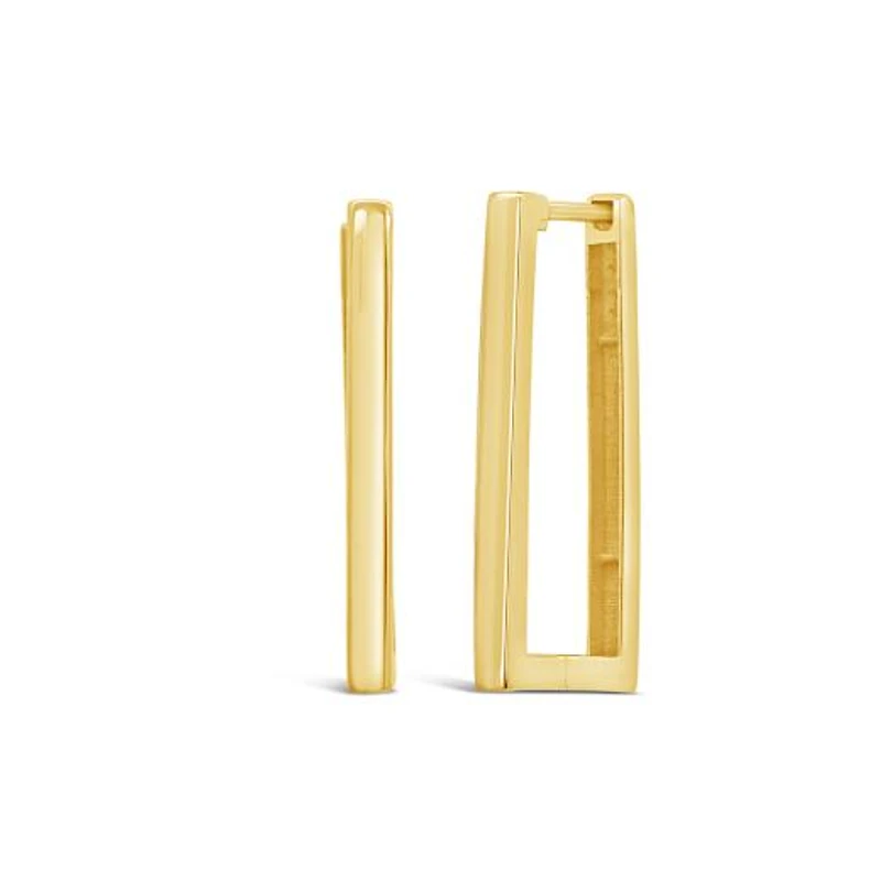 10K Yellow Gold Rectangular Hoop Earrings