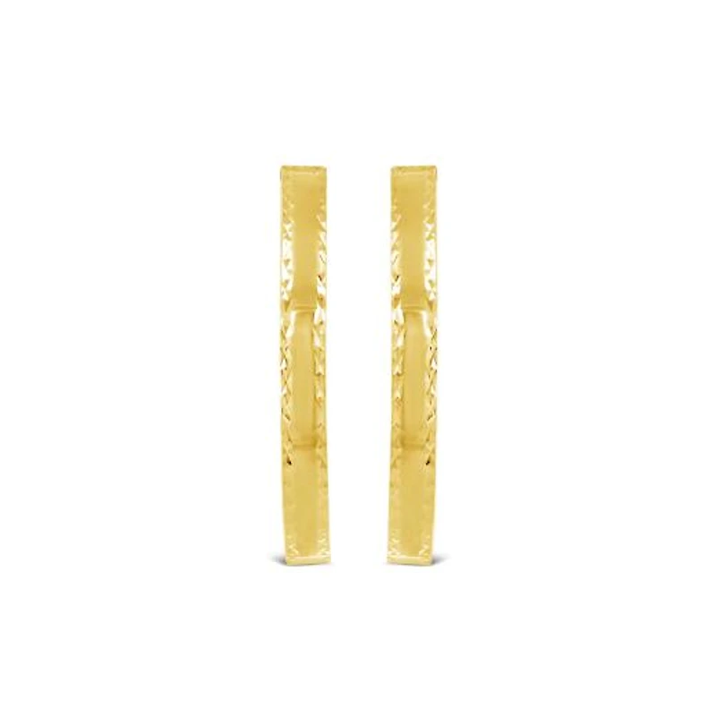 14K Yellow Gold Diamond Cut Hoop Earring