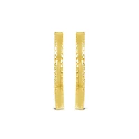 14K Yellow Gold Diamond Cut Hoop Earring