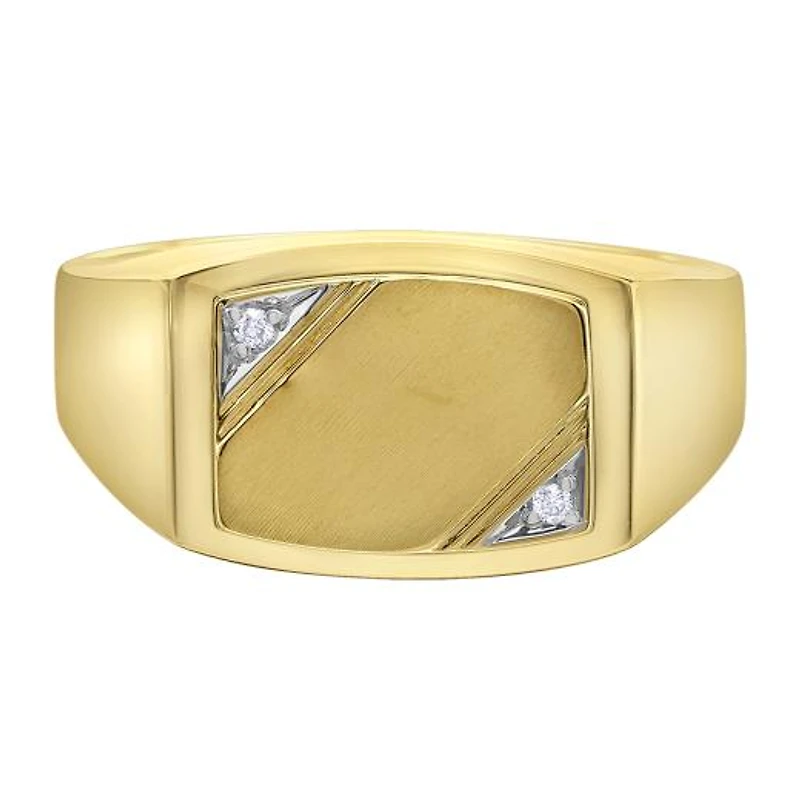 10K Yellow Gold 0.016CTW Canadian Diamond Signet Ring