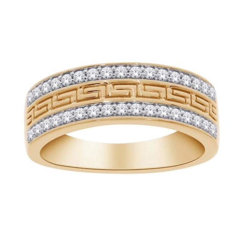 10K Yellow Gold 0.50CTW Diamond Greek Key Ring