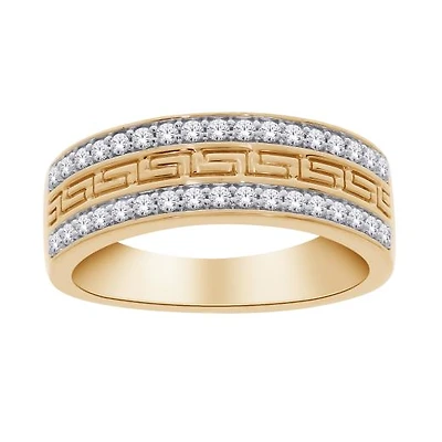 10K Yellow Gold 0.50CTW Diamond Greek Key Ring