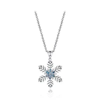 Sterling Silver White & Blue Topaz Snowflake 19" Pendant