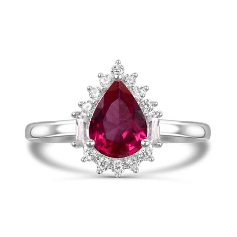 Sterling Silver Created Ruby & Created White Sapphire Ring