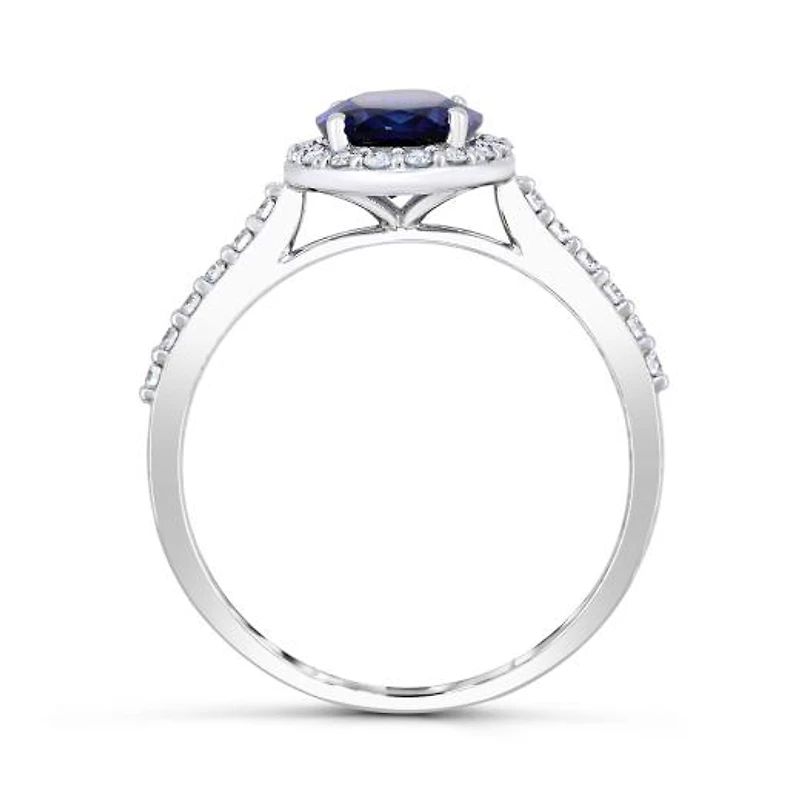 Sterling Silver Created Blue & White Sapphire Ring