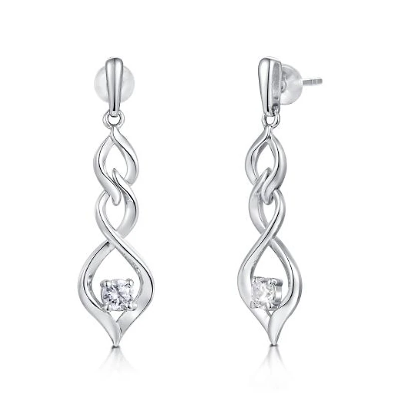 Sterling Silver Cubic Zirconia Twist Drop Earrings