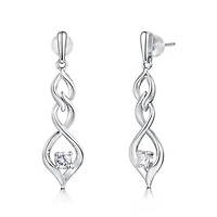 Sterling Silver Cubic Zirconia Twist Drop Earrings