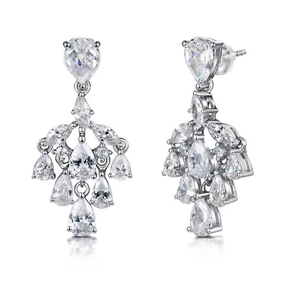 Sterling Silver Cubic Zirconia Drop Earrings