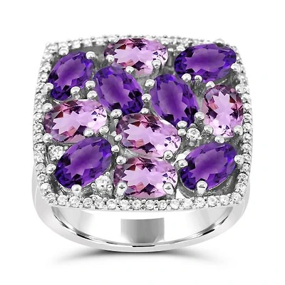Sterling Silver Amethyst & White Zircon Ring