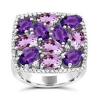 Sterling Silver Amethyst & White Zircon Ring