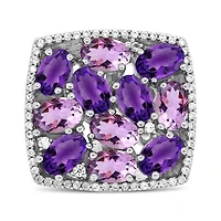 Sterling Silver Amethyst & White Zircon Ring