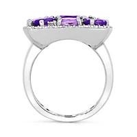Sterling Silver Amethyst & White Zircon Ring