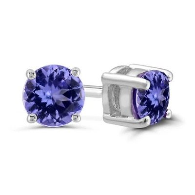 10K White Gold 5mm Tanzanite Stud Earrings