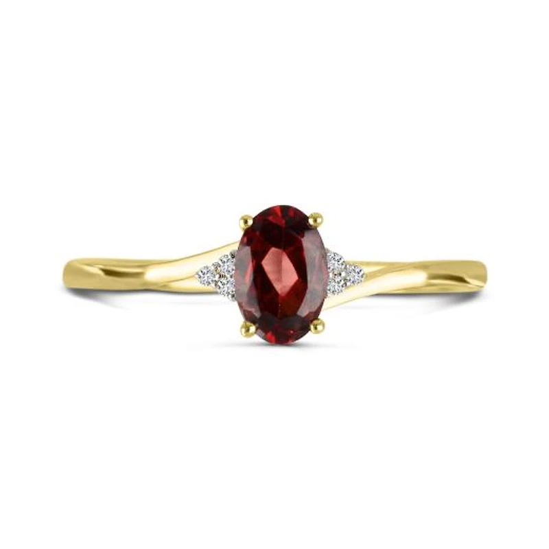 10K Yellow Gold Garnet & Diamond Ring