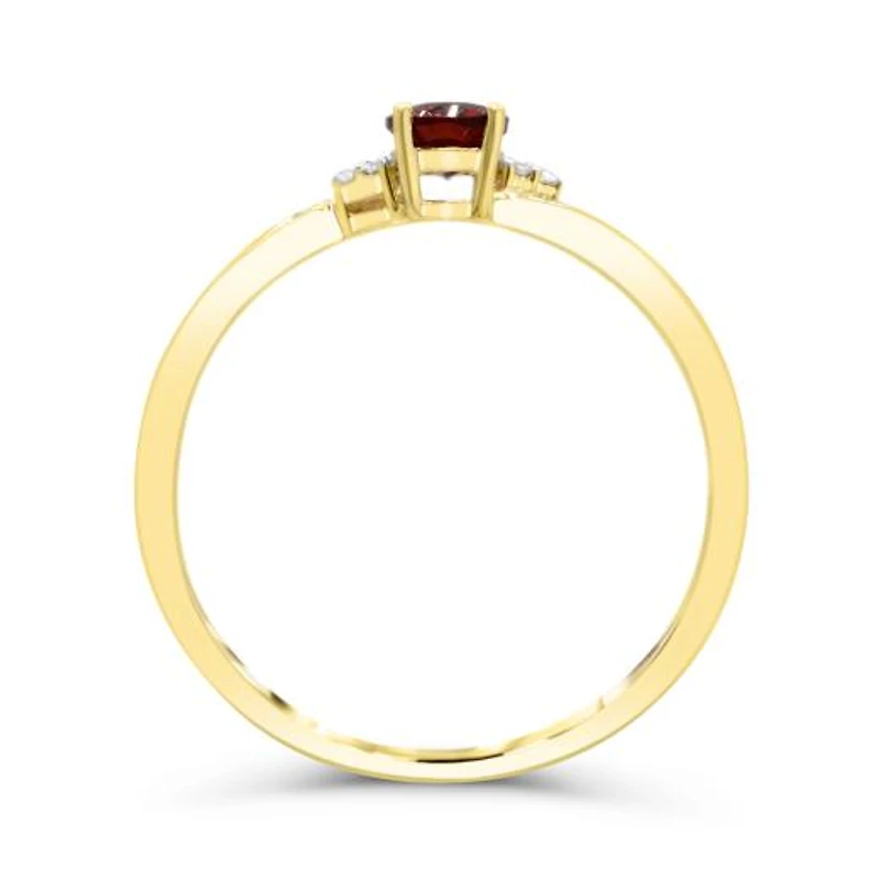 10K Yellow Gold Garnet & Diamond Ring
