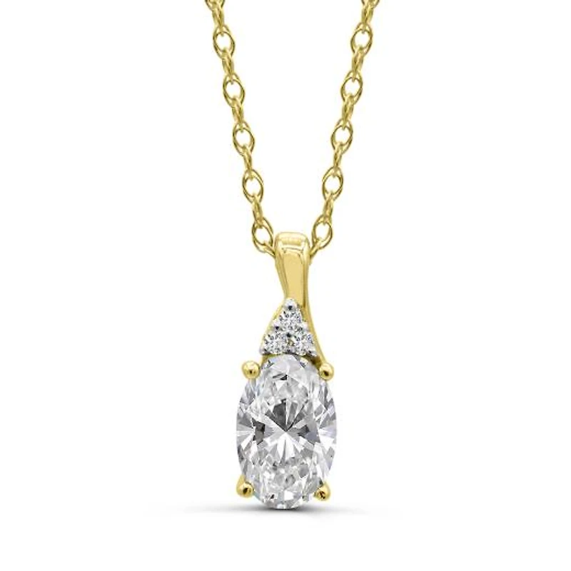 10K Yellow Gold White Topaz & Diamond 18" Pendant