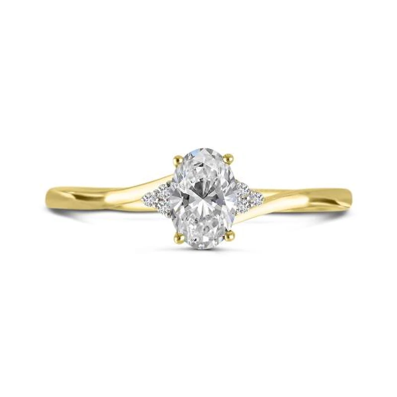 10K Yellow Gold White Topaz & Diamond Ring